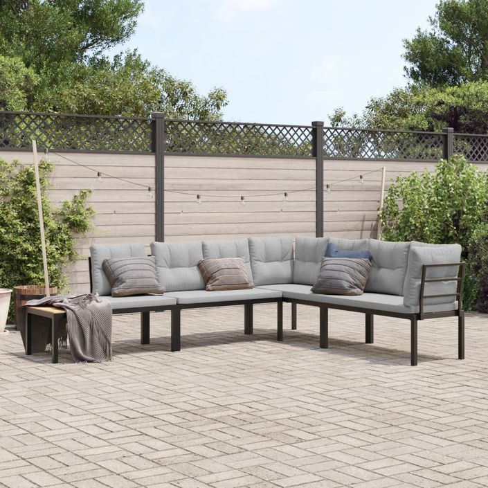 Ensemble de banc de jardin avec coussins 4 pcs noir - Photo n°1