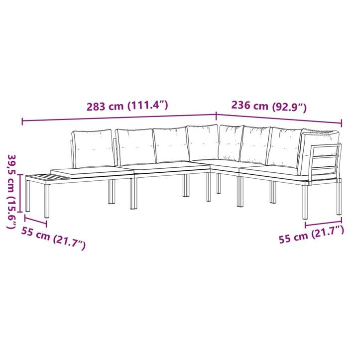 Ensemble de banc de jardin avec coussins 4 pcs noir - Photo n°7