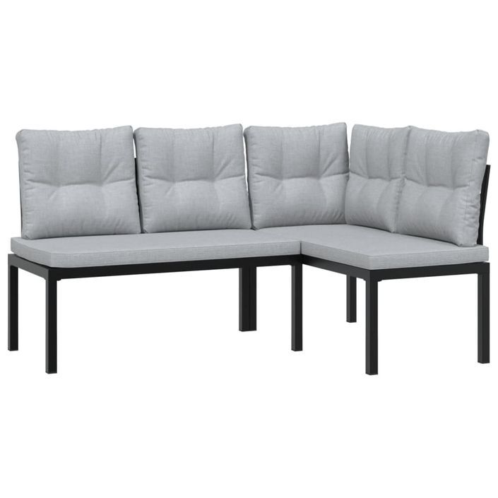 Ensemble de banc de jardin avec coussins 4 pcs noir - Photo n°3