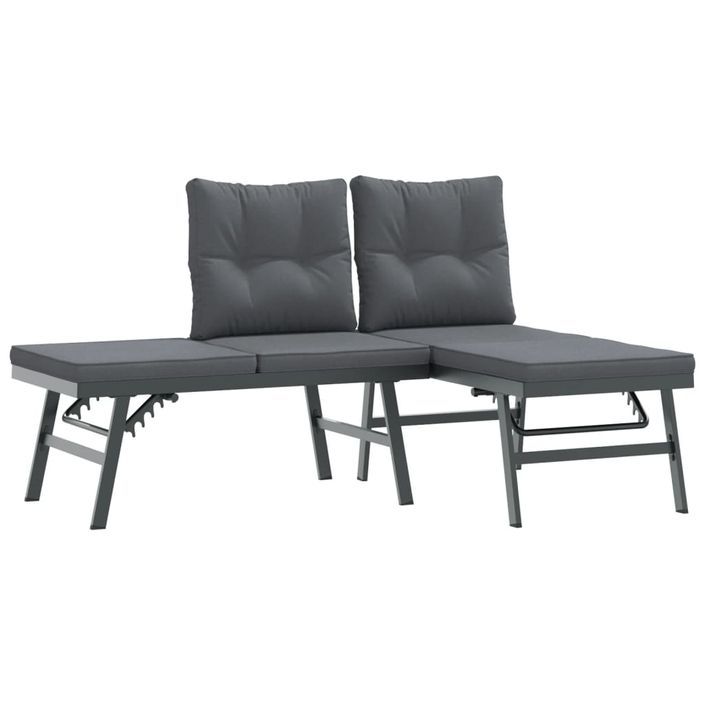 Ensemble de bancs de jardin avec coussins 3 pcs noir - Photo n°3