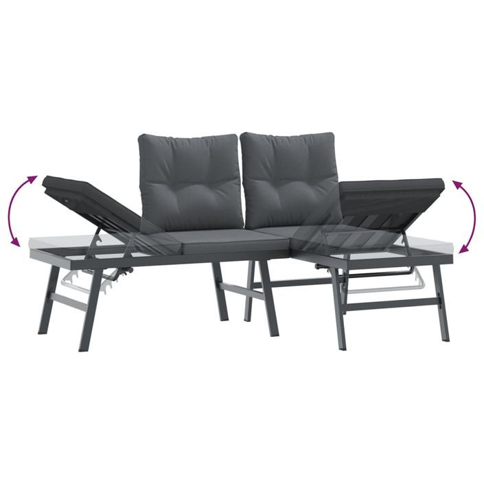 Ensemble de bancs de jardin avec coussins 3 pcs noir - Photo n°5