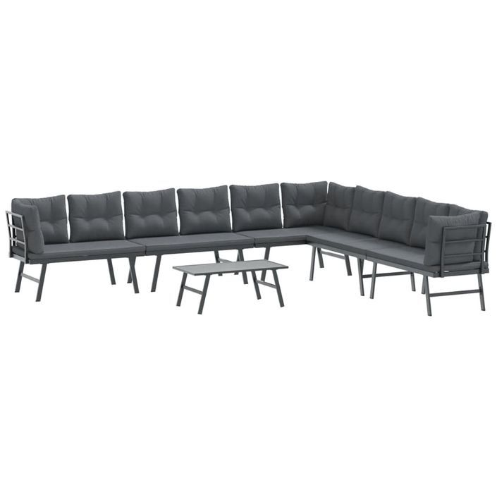 Ensemble de bancs de jardin avec coussins 5 pcs noir - Photo n°2