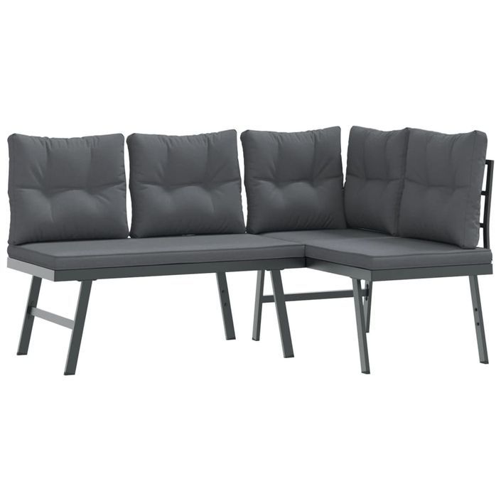 Ensemble de bancs de jardin avec coussins 5 pcs noir - Photo n°3