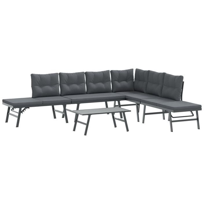 Ensemble de bancs de jardin avec coussins 5 pcs noir - Photo n°2