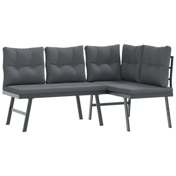 Ensemble de bancs de jardin avec coussins 9 pcs noir - Photo n°3