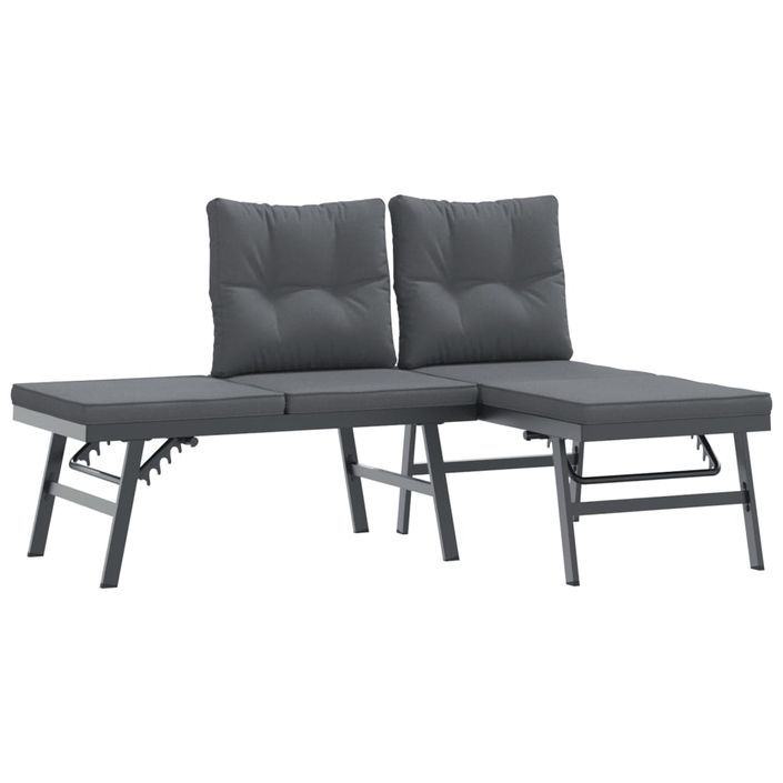 Ensemble de bancs de jardin avec coussins 9 pcs noir - Photo n°4