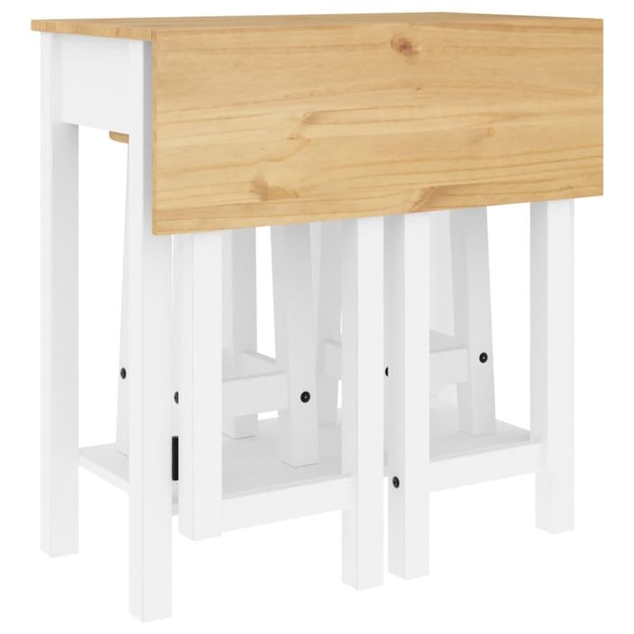 Ensemble de bar 3 pcs blanc bois de pin massif - Photo n°9