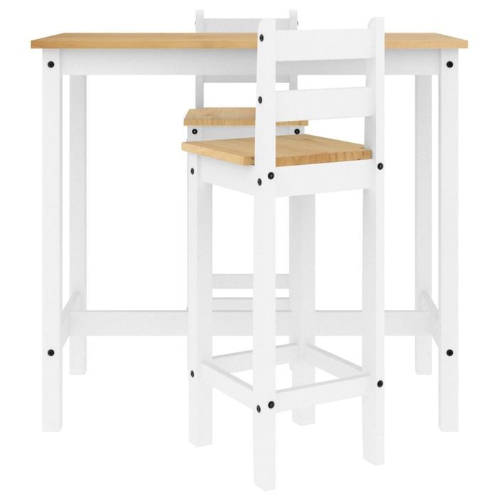 Ensemble de bar 3 pcs Blanc Bois de pin massif - Photo n°4