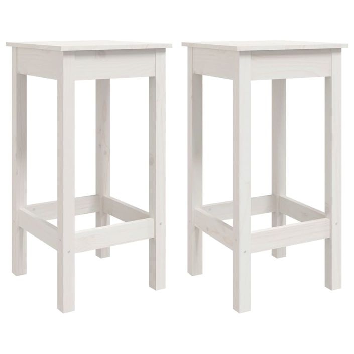 Ensemble de bar 3 pcs Blanc Bois de pin massif - Photo n°5