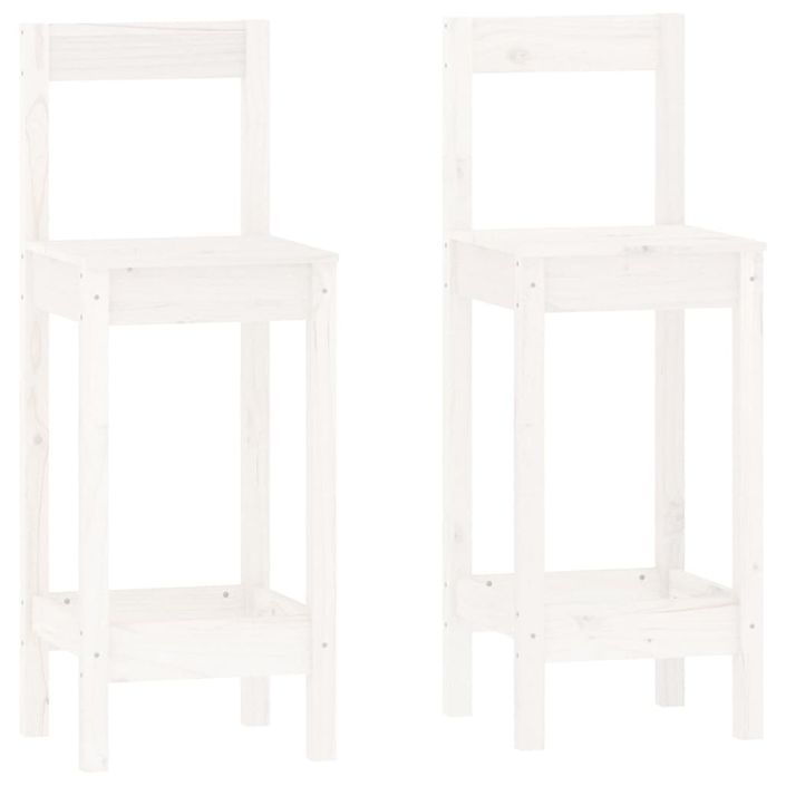 Ensemble de bar 3 pcs Blanc Bois de pin massif - Photo n°5