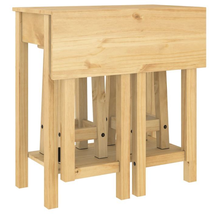 Ensemble de bar 3 pcs bois de pin massif - Photo n°9