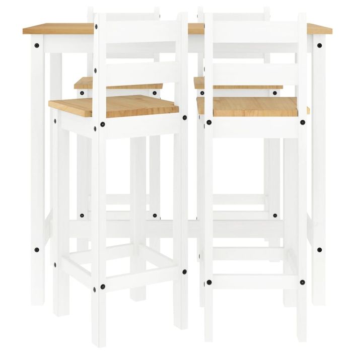 Ensemble de bar 5 pcs Blanc Bois de pin massif - Photo n°4