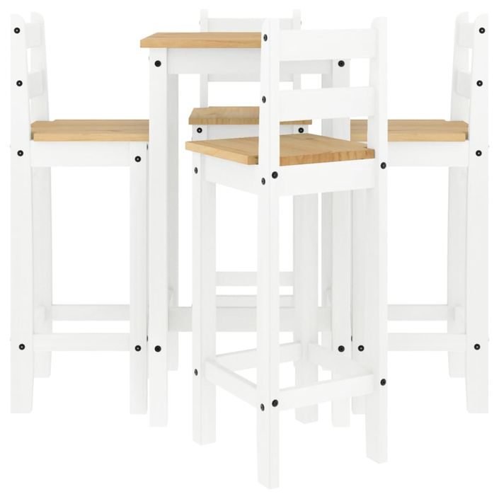 Ensemble de bar 5 pcs Blanc Bois de pin massif - Photo n°4