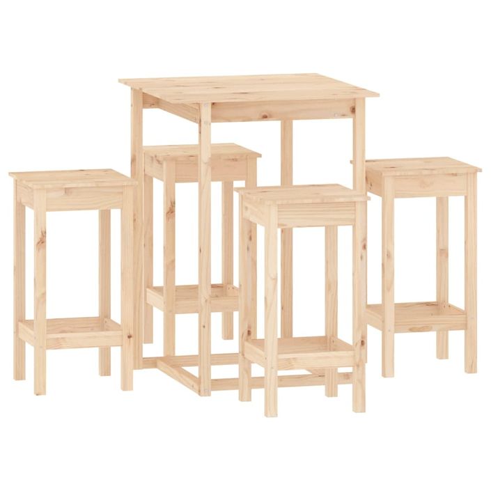 Ensemble de bar 5 pcs Bois de pin massif - Photo n°2