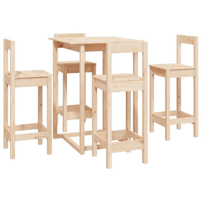 Ensemble de bar 5 pcs Bois de pin massif - Photo n°2