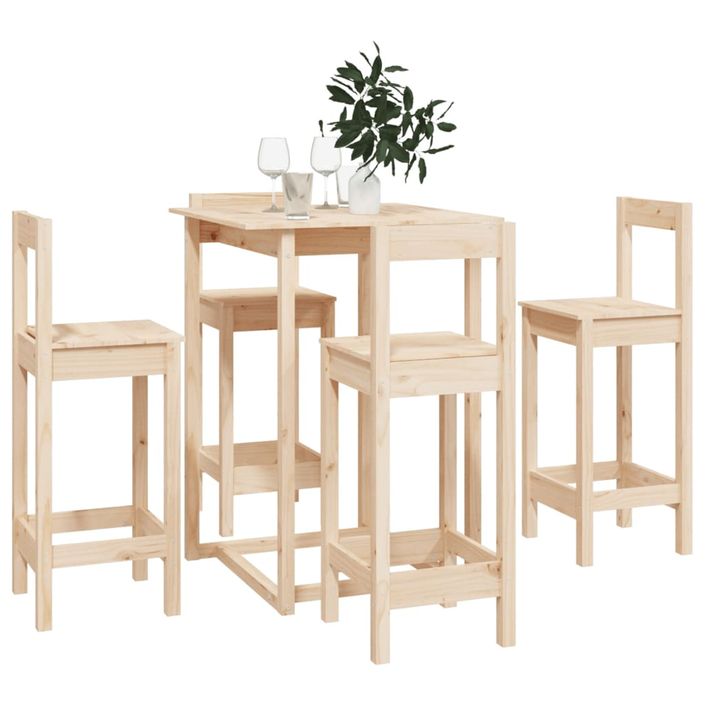 Ensemble de bar 5 pcs Bois de pin massif - Photo n°7