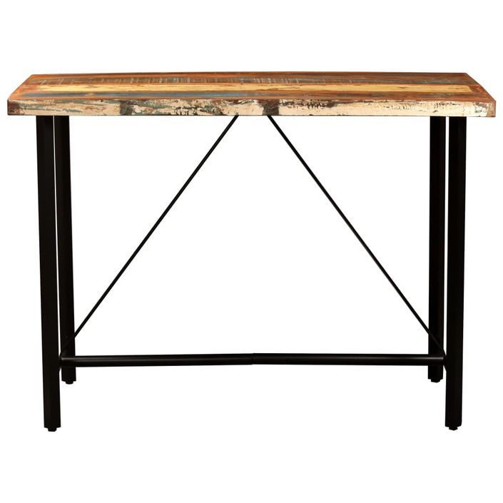 Ensemble de bar 5 pcs Bois de récupération et cuir véritable - Photo n°3