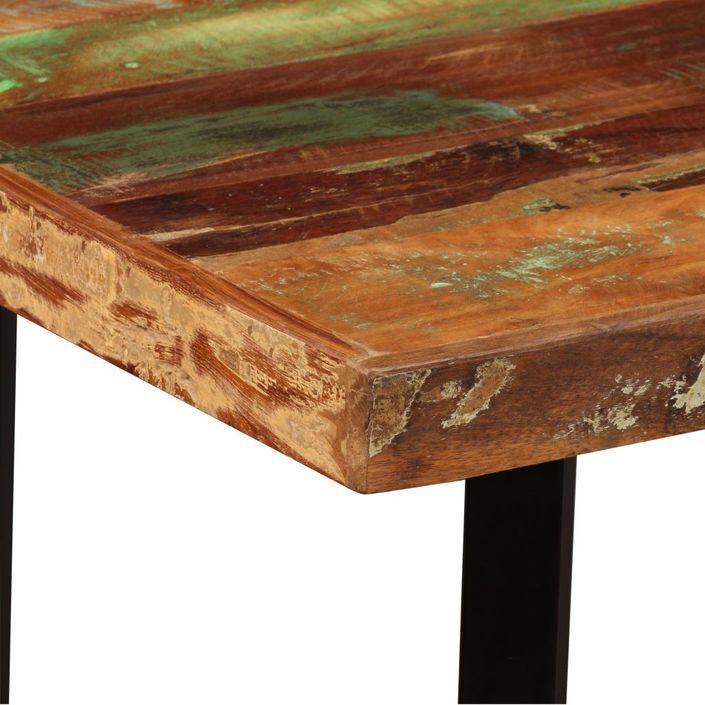 Ensemble de bar 5 pcs Bois massif recyclé et cuir véritable - Photo n°5