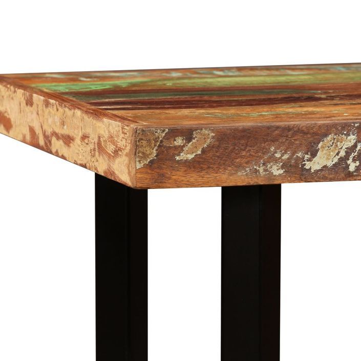 Ensemble de bar 5 pcs Bois massif recyclé et cuir véritable - Photo n°6