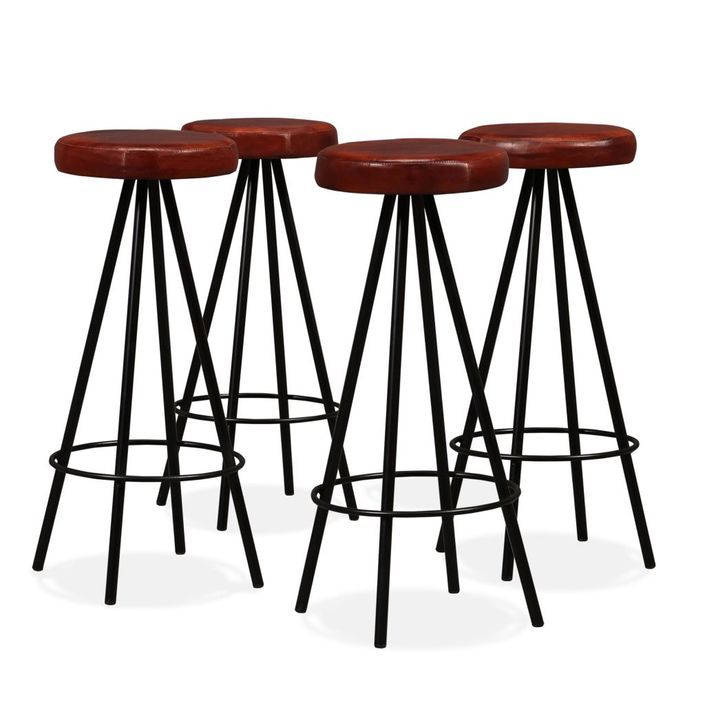 Ensemble de bar 5 pcs Bois massif recyclé et cuir véritable - Photo n°9