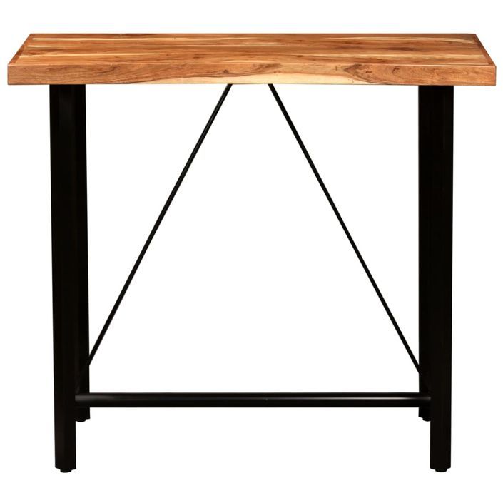 Ensemble de bar 5 pcs Bois solide et cuir véritable 2 - Photo n°5