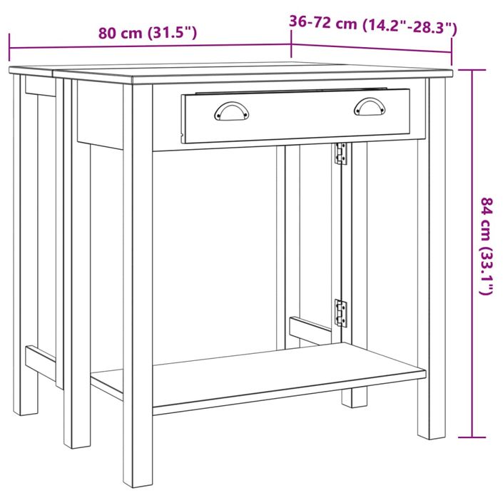 Ensemble de bar 5 pcs Gris Bois de pin massif - Photo n°12