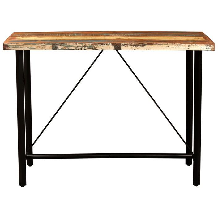 Ensemble de bar 7 pcs Bois de récupération et cuir véritable 2 - Photo n°5