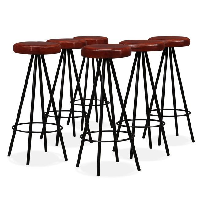 Ensemble de bar 7 pcs Bois massif recyclé et cuir véritable - Photo n°11