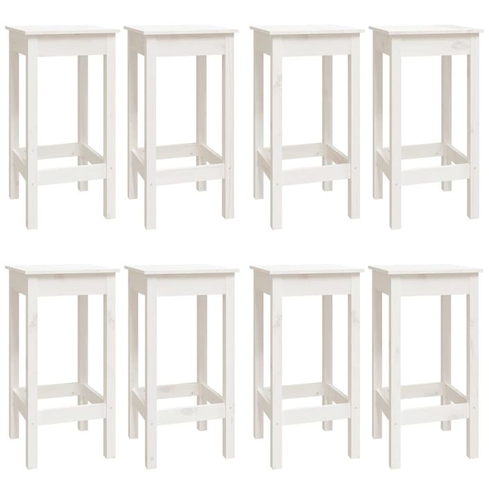 Ensemble de bar 9 pcs Blanc Bois de pin massif - Photo n°3