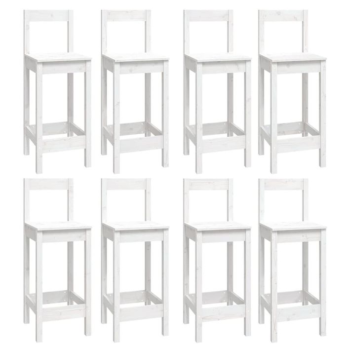 Ensemble de bar 9 pcs Blanc Bois de pin massif - Photo n°3