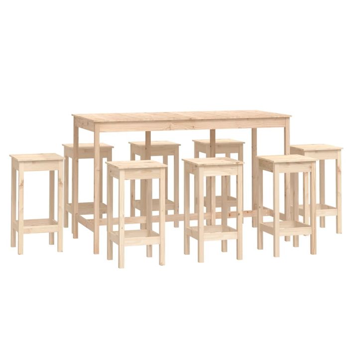 Ensemble de bar 9 pcs Bois de pin massif - Photo n°2