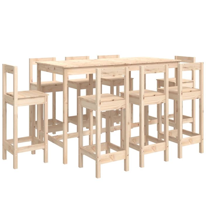 Ensemble de bar 9 pcs Bois de pin massif - Photo n°2