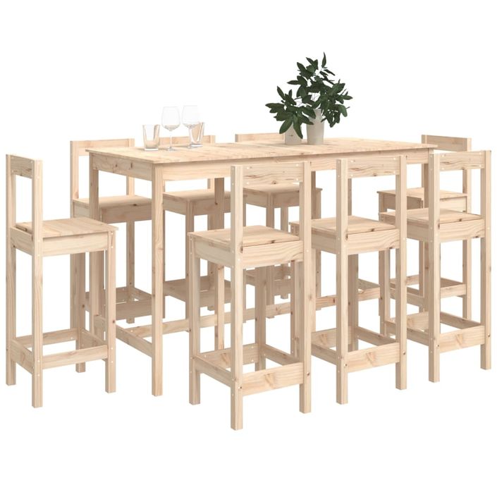 Ensemble de bar 9 pcs Bois de pin massif - Photo n°7