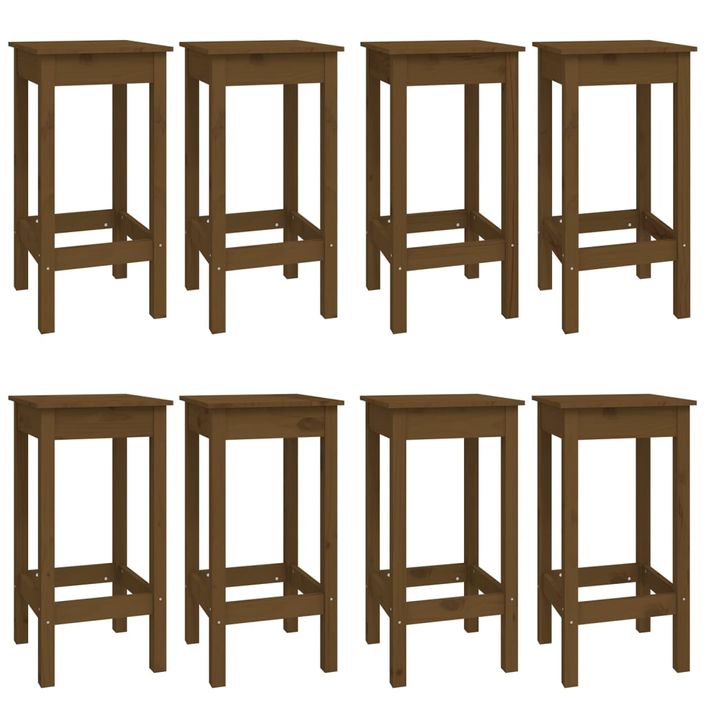 Ensemble de bar 9 pcs Marron miel Bois de pin massif - Photo n°3