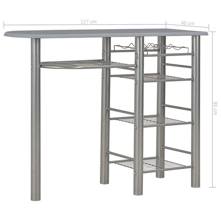 Ensemble de bar avec étagères 3 pcs Bois et acier Gris - Photo n°11