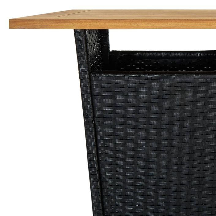 Ensemble de bar de jardin 3 pcs avec coussins noir poly rotin - Photo n°7