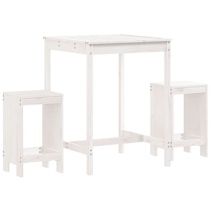 Ensemble de bar de jardin 3 pcs blanc bois de pin massif - Photo n°1