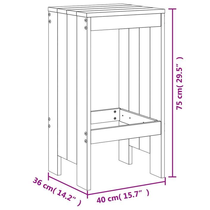 Ensemble de bar de jardin 3 pcs blanc bois de pin massif - Photo n°10