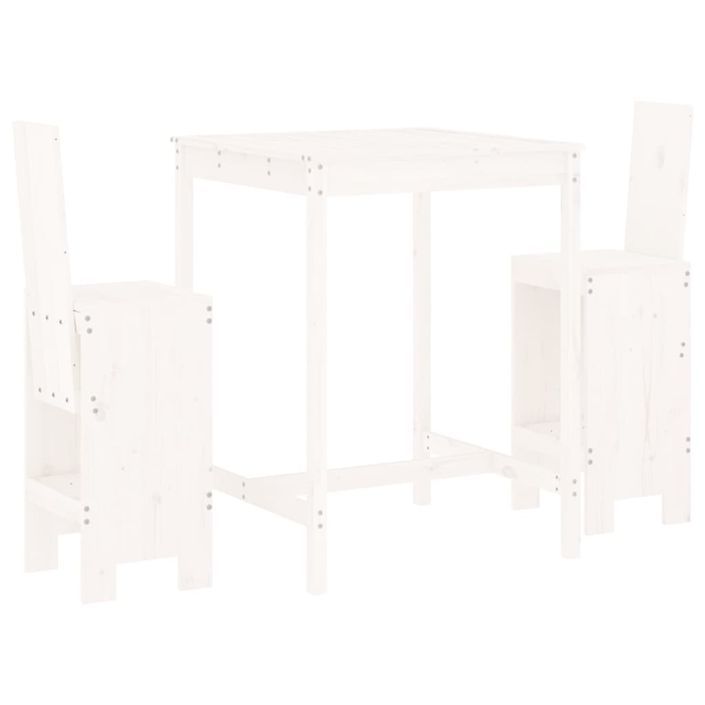 Ensemble de bar de jardin 3 pcs blanc bois de pin massif - Photo n°1