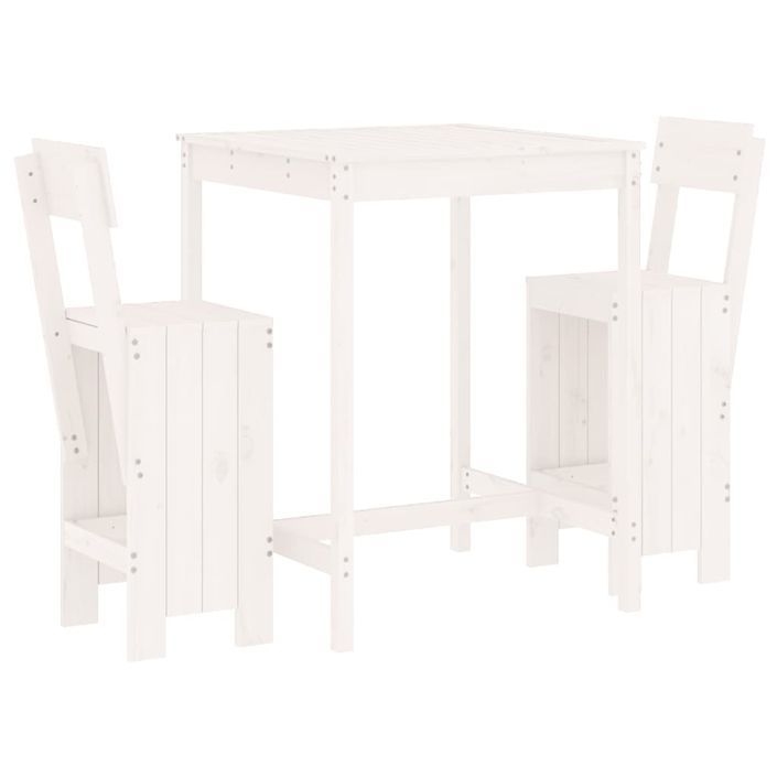 Ensemble de bar de jardin 3 pcs blanc bois de pin massif - Photo n°1