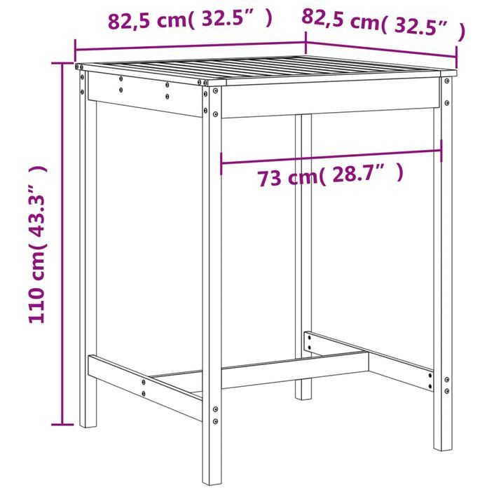 Ensemble de bar de jardin 3 pcs blanc bois de pin massif - Photo n°9