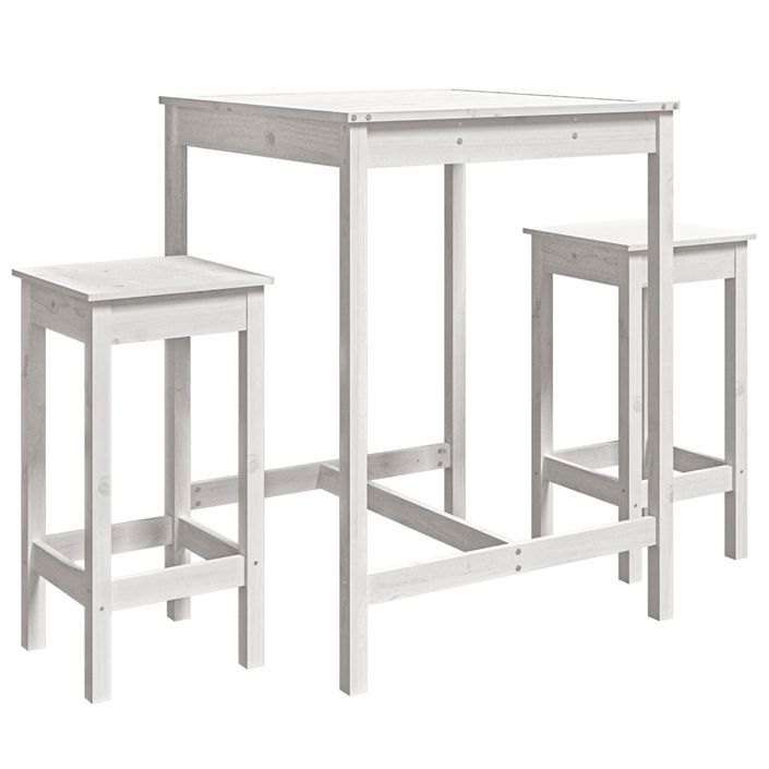 Ensemble de bar de jardin 3 pcs blanc bois de pin massif - Photo n°1