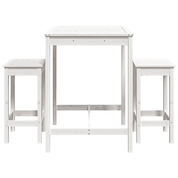 Ensemble de bar de jardin 3 pcs blanc bois de pin massif - Photo n°4