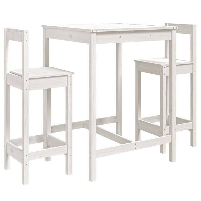 Ensemble de bar de jardin 3 pcs blanc bois de pin massif - Photo n°1