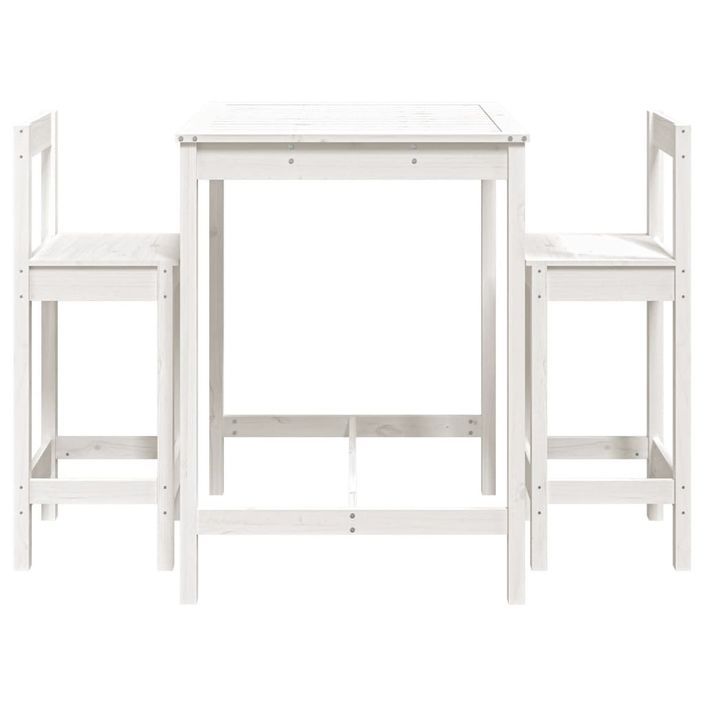 Ensemble de bar de jardin 3 pcs blanc bois de pin massif - Photo n°4