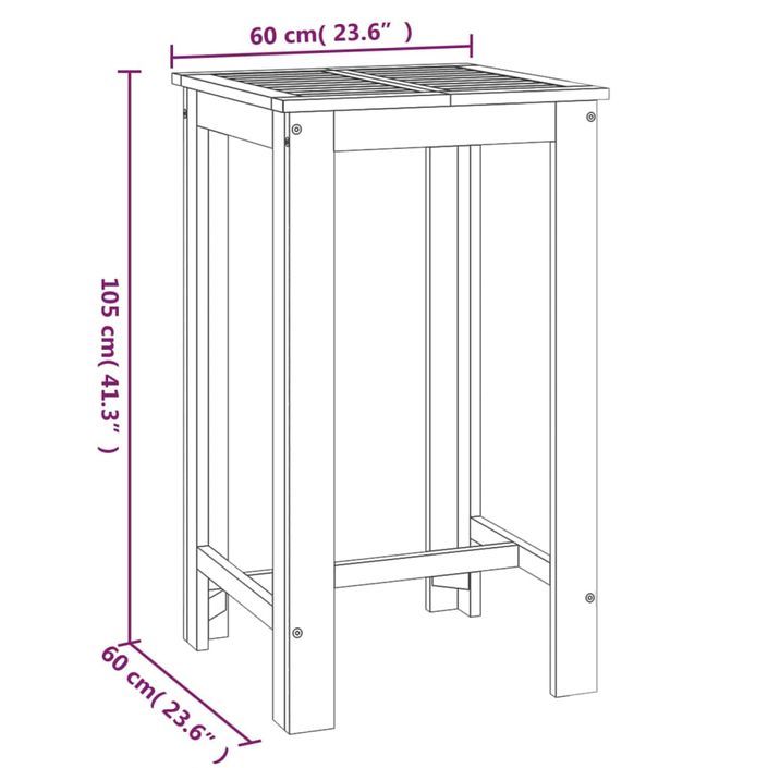 Ensemble de bar de jardin 3 pcs bois d'acacia solide - Photo n°9