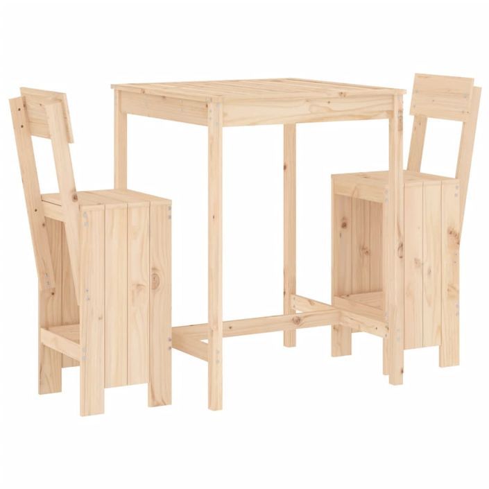 Ensemble de bar de jardin 3 pcs bois de pin massif - Photo n°1