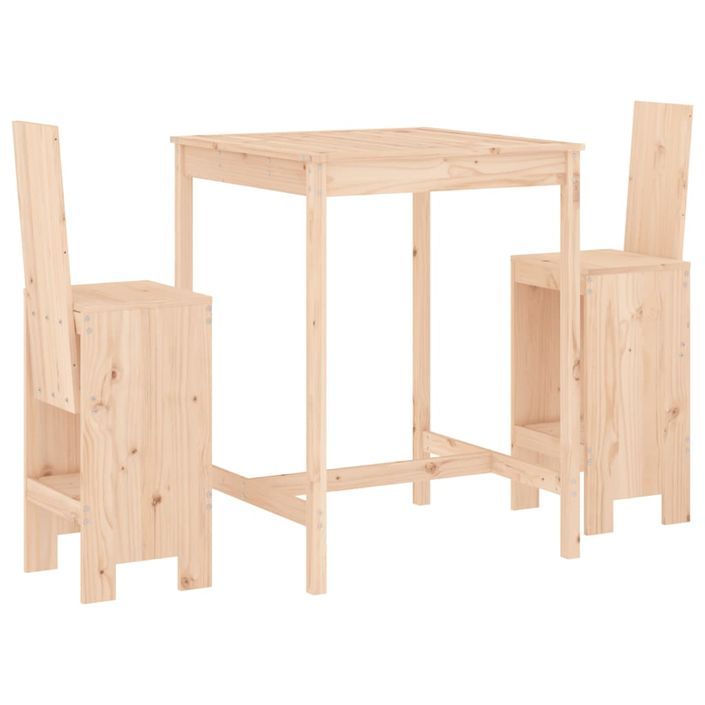 Ensemble de bar de jardin 3 pcs bois de pin massif - Photo n°1