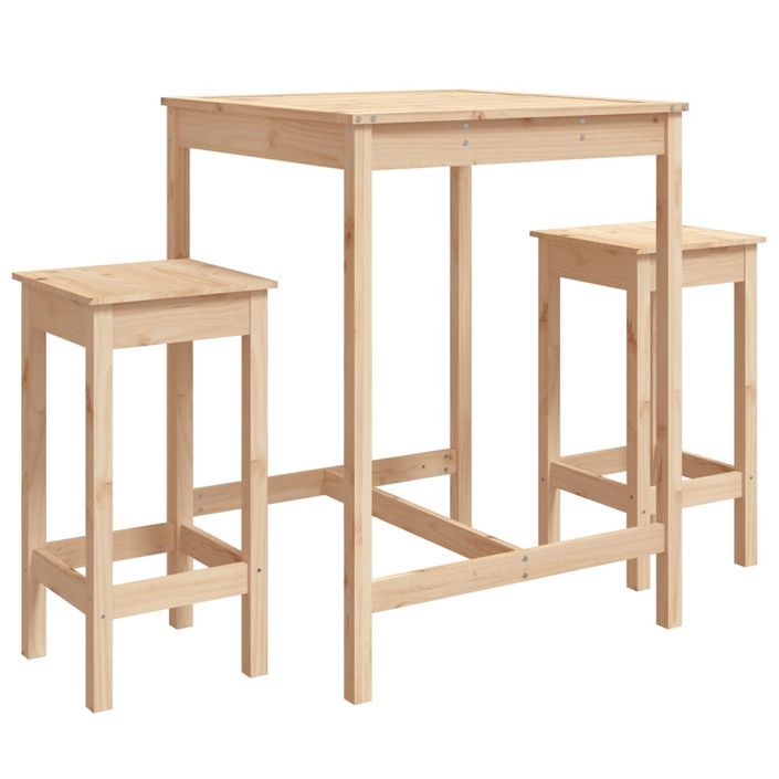 Ensemble de bar de jardin 3 pcs bois de pin massif - Photo n°1