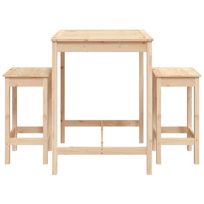 Ensemble de bar de jardin 3 pcs bois de pin massif - Photo n°4